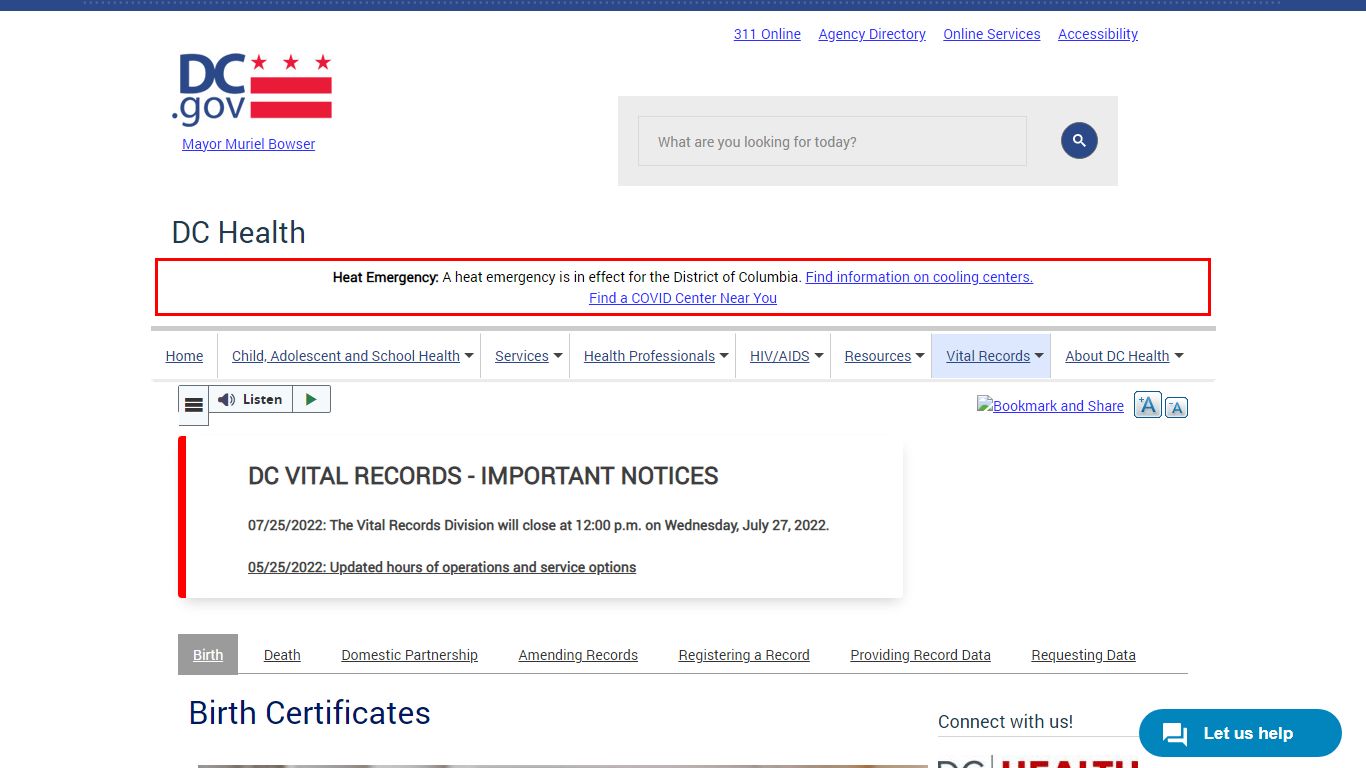 Birth Certificates | doh - Washington, D.C.